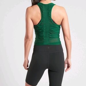 Athleta Green Backasana Mesh Ruched Back Tank Top